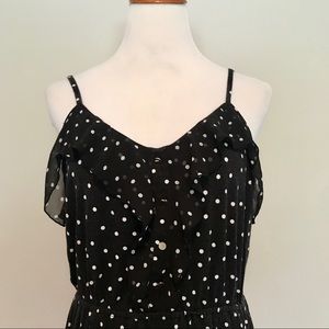 Elle black white polka dot stripe ruffle dress